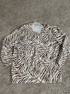 Madison Beige and Brown Animal-Print Cardigan